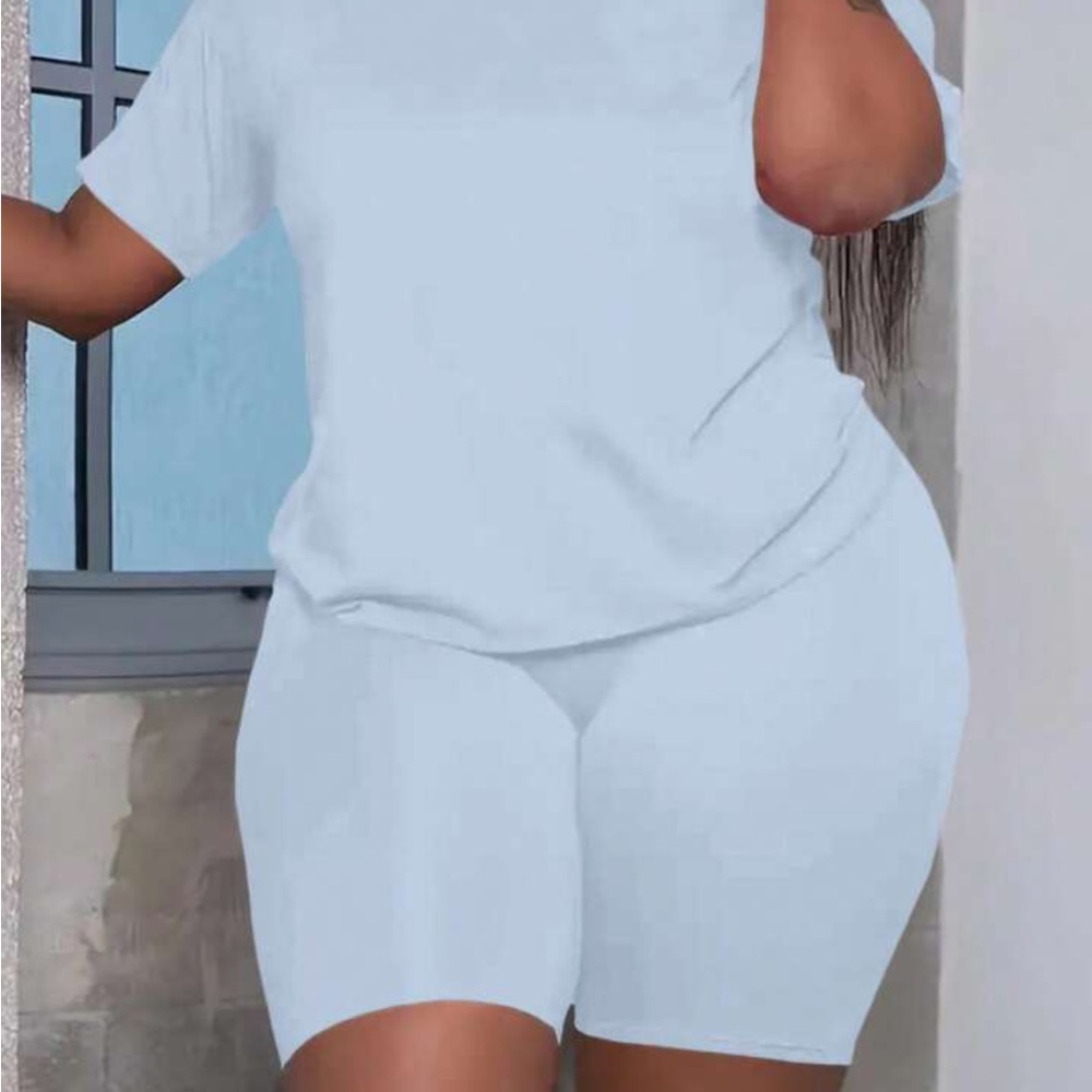 SHEIN Light Blue Two-Piece Set